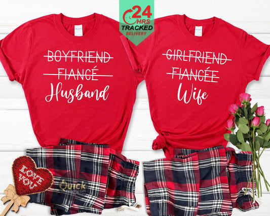 Couple Pyjamas, Hubby & Wifey Matching Pyjamas Mr and Mrs Gifts Navy Tartan Couples Mr Mrs Matching Pajamas Set Anniversary wedding present