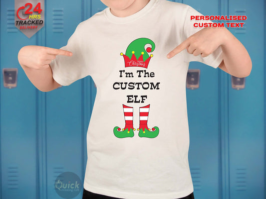 Custom Elf Kids T-shirt, Personalised Christmas Shirt, Funny Elf Christmas Shirt, Christmas Family Party Outfit, Holiday Gift for Kids
