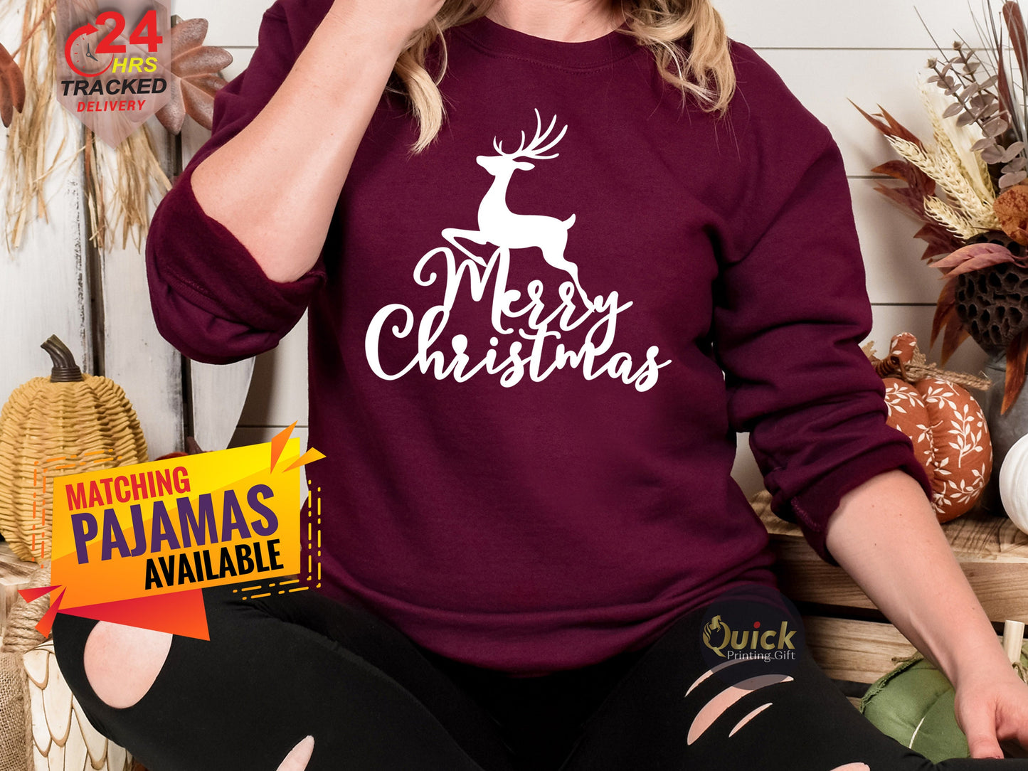 Reindeer Christmas Sweatshirt: Matching Family Holiday Jumper