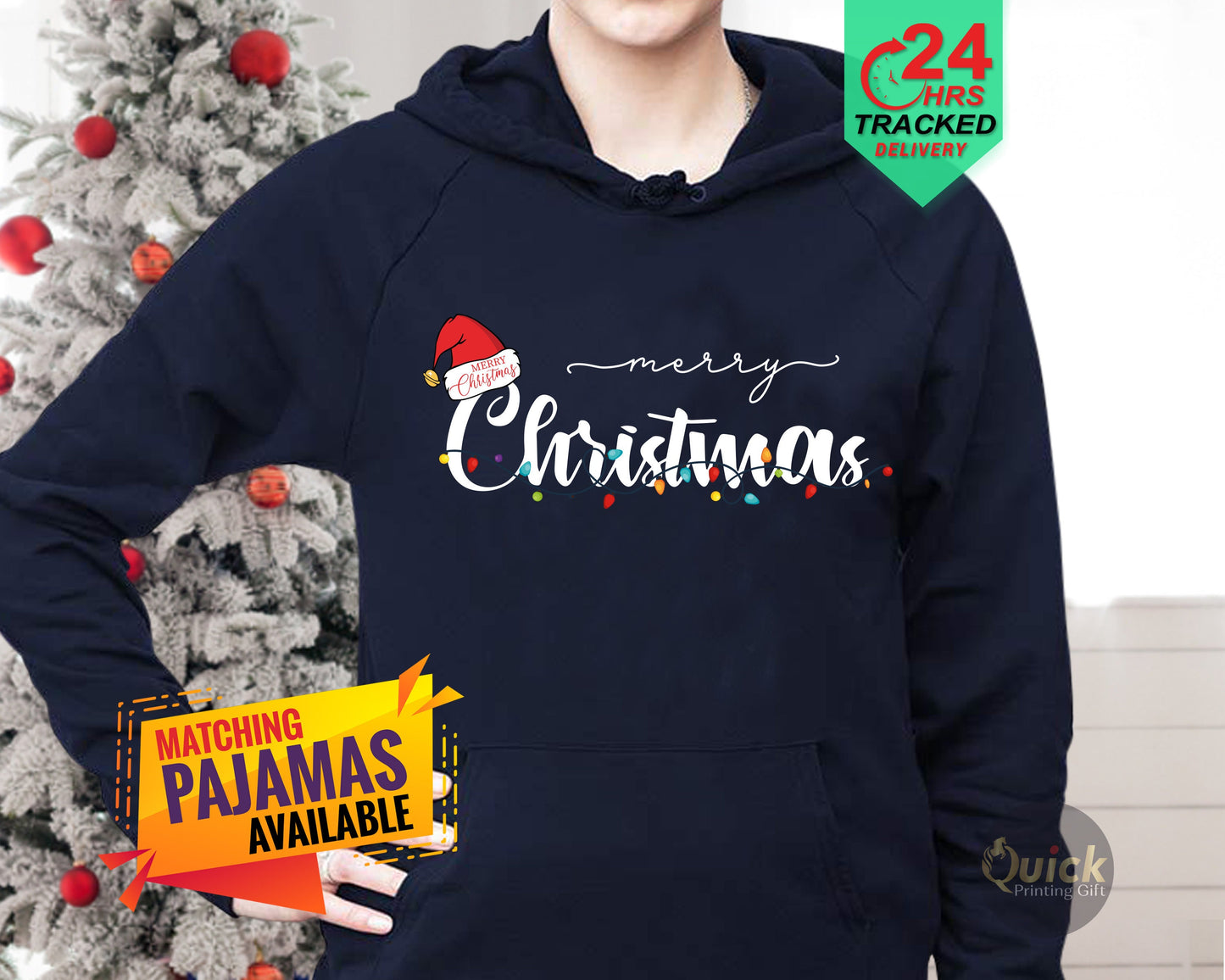 Merry Christmas Hoodie: Santa Hat Sweatshirt, Family Pajamas