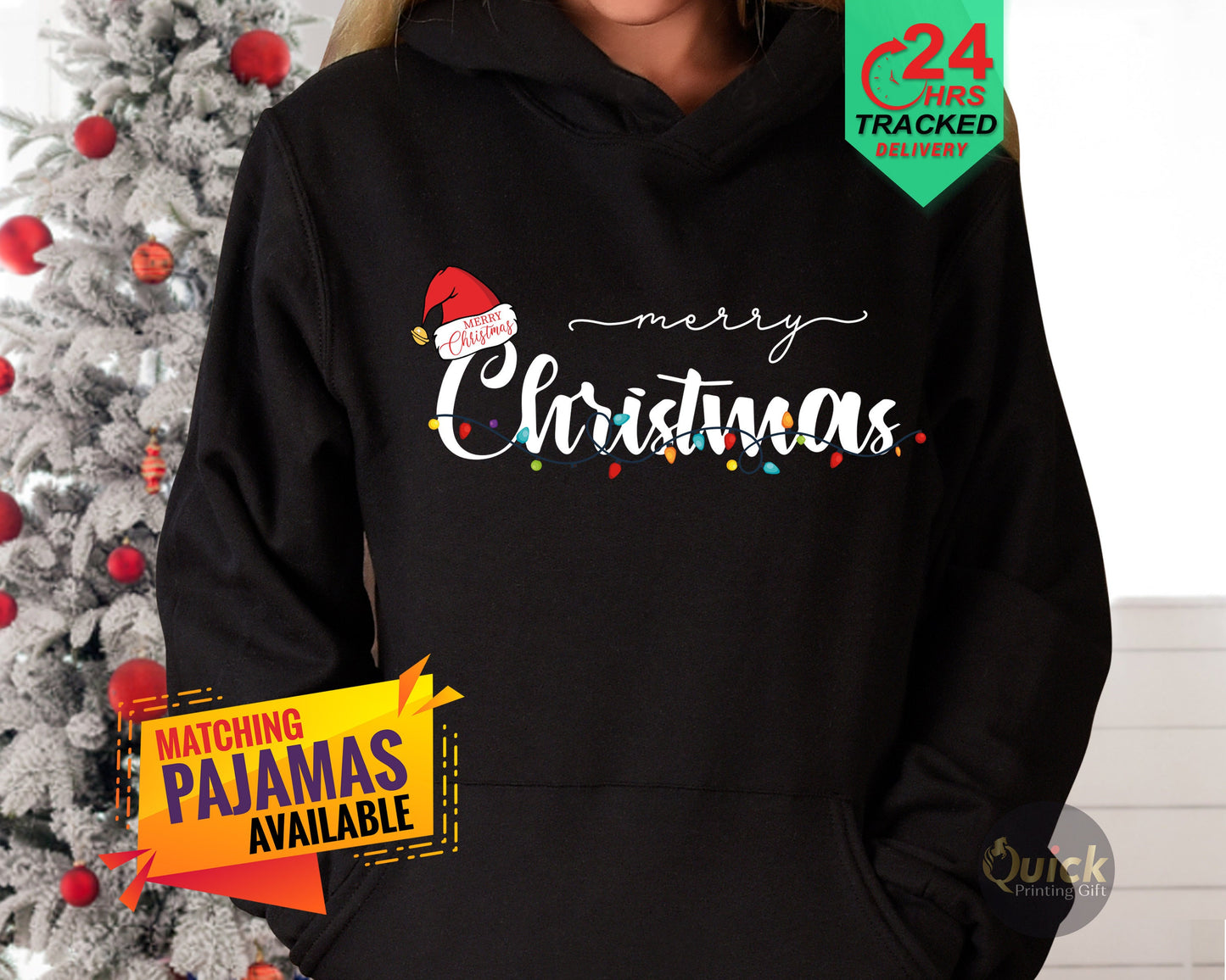 Merry Christmas Hoodie: Santa Hat Sweatshirt, Family Pajamas