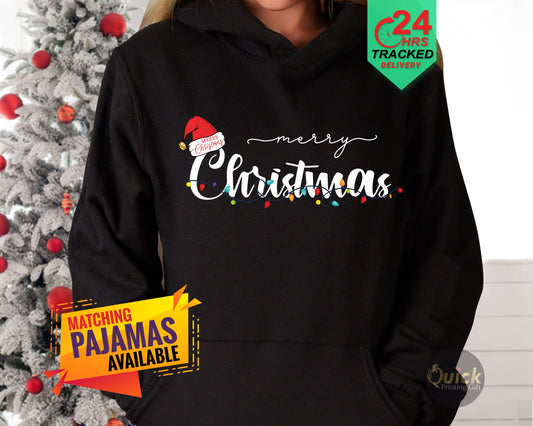 Merry Christmas Hoodie: Santa Hat Sweatshirt, Family Pajamas