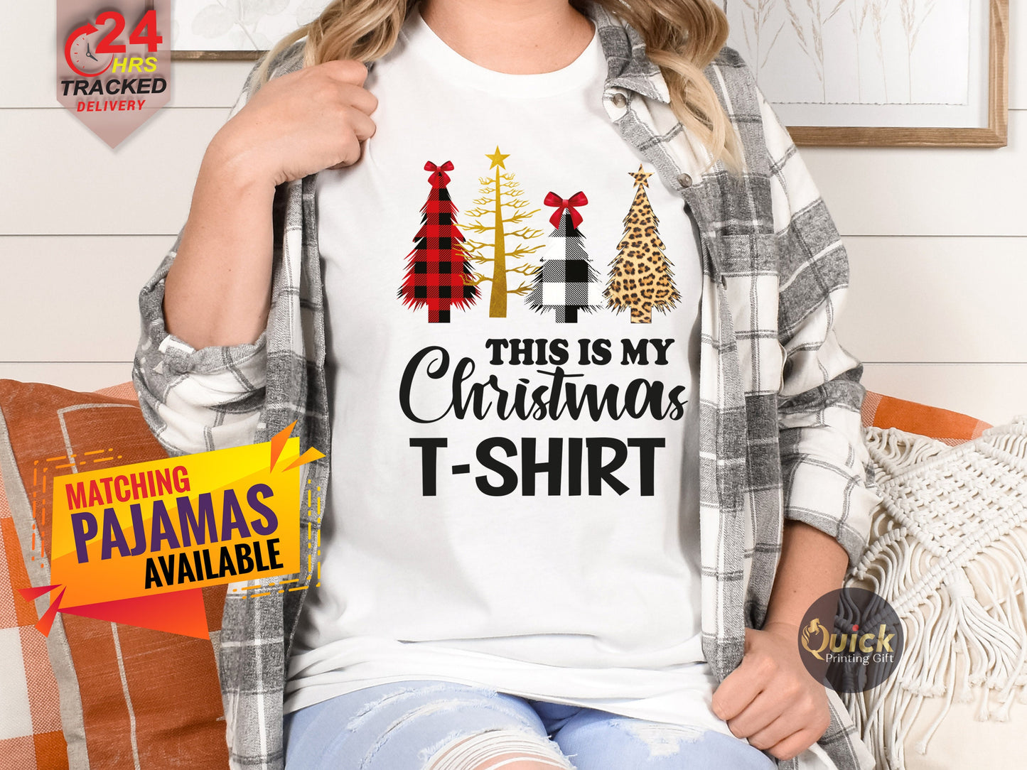 Ladies Christmas Tree Shirt: Holiday Graphic Tee