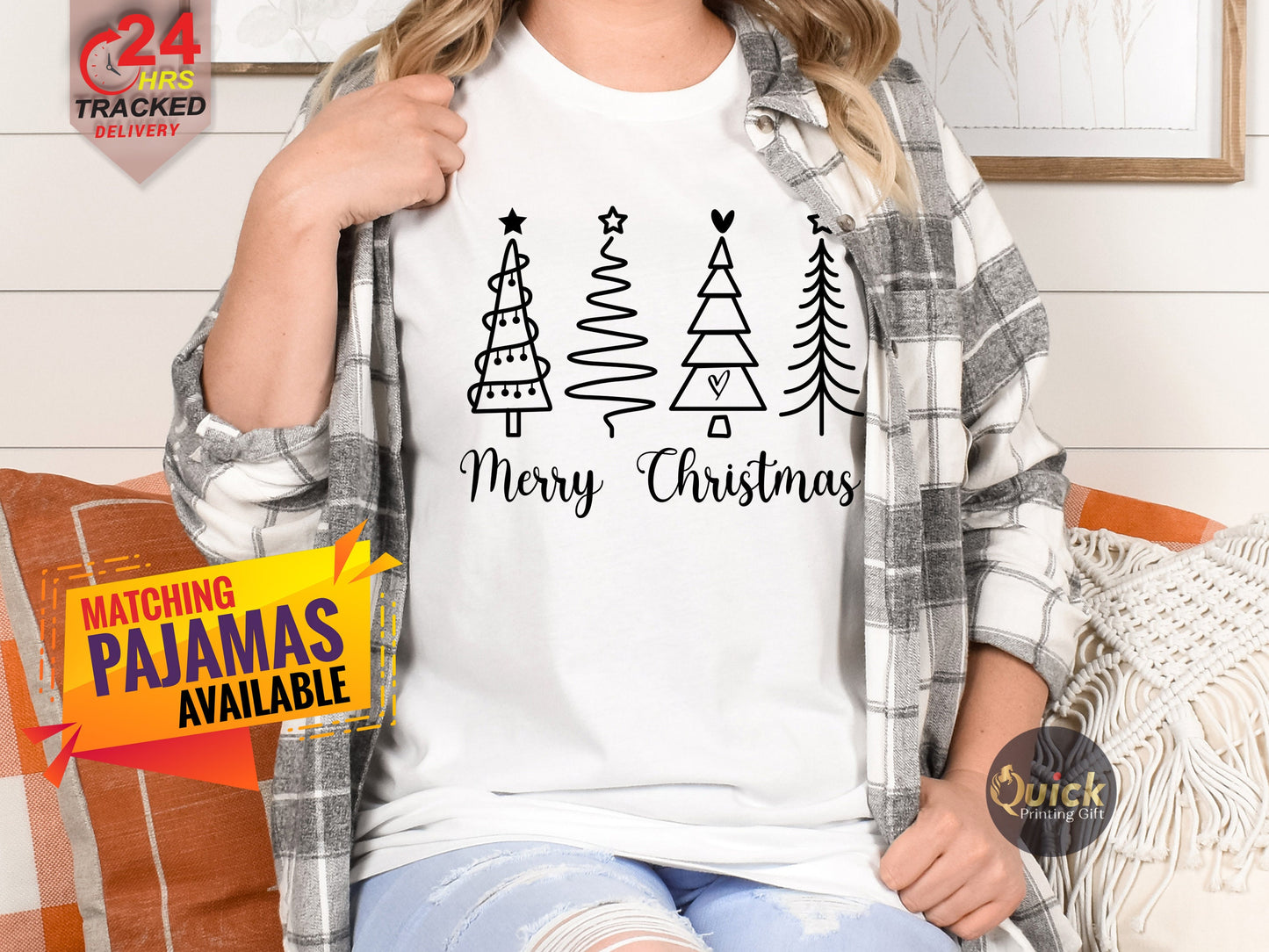 Ladies Christmas Tree Shirt, Merry Christmas Tshirt for Women, Christmas Gift Shirt, Christmas Pajamas Women, Christmas Gift for Friend