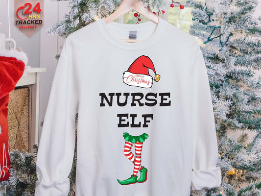 Nurse Elf Christmas Sweatshirt: Custom Profession Jumper