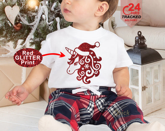 Personalized Christmas Kids T-Shirt: Reindeer or Unicorn, Matching Family Shirts