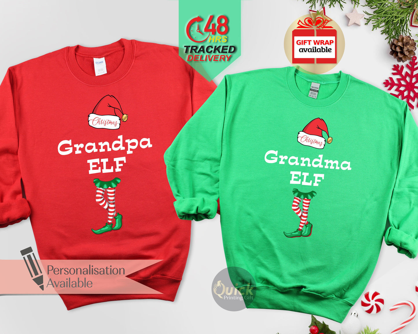 Personalized Christmas Elf Sweatshirt: Funny Family Matching Jumper