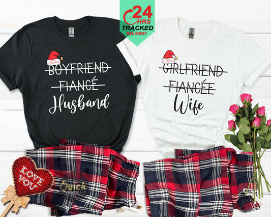 Hubby & Wifey Christmas Pyjama Set: Tartan Matching Couple Pajamas