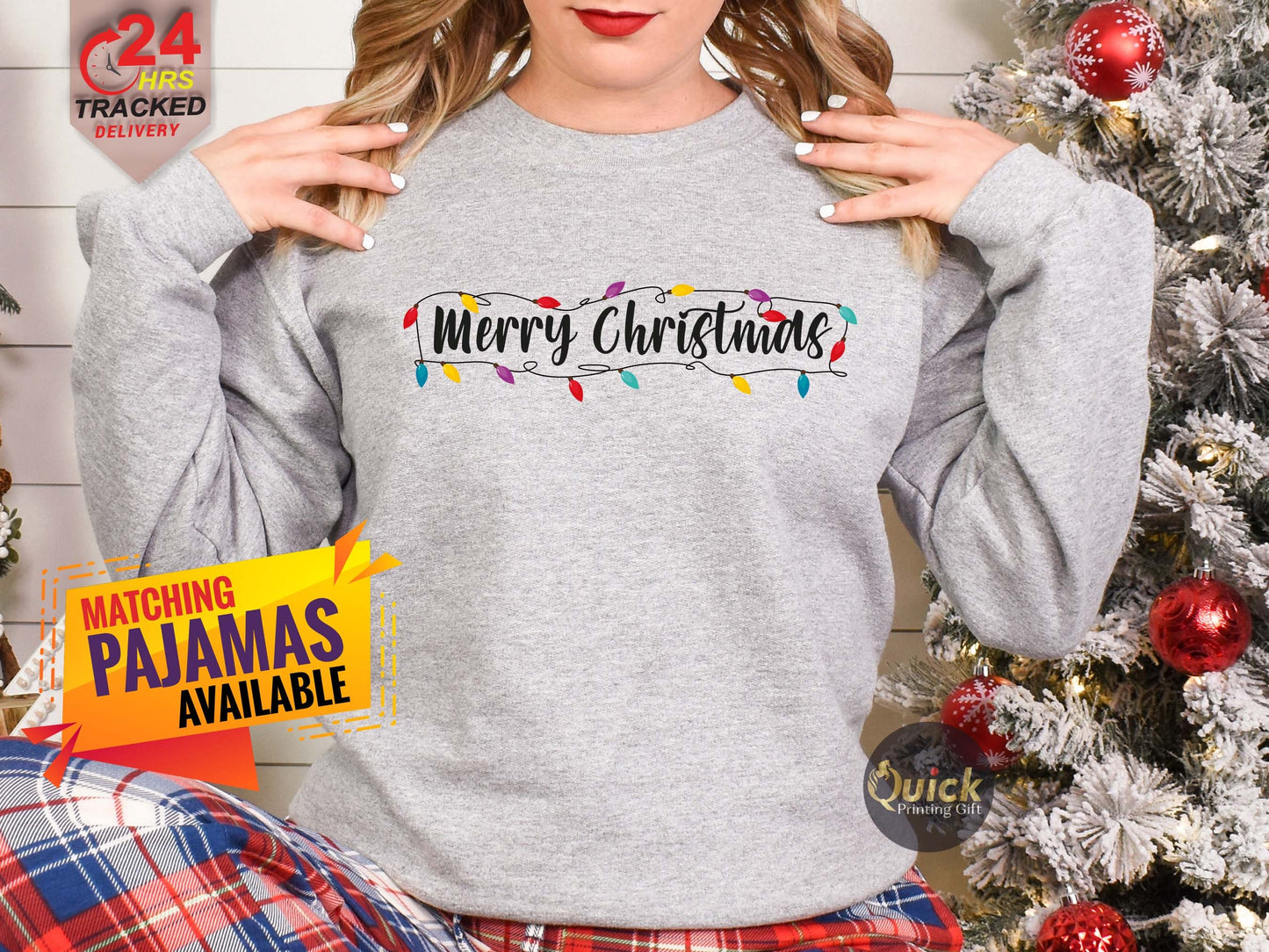 Merry Christmas Tree Sweatshirt: Family Holiday Jumper