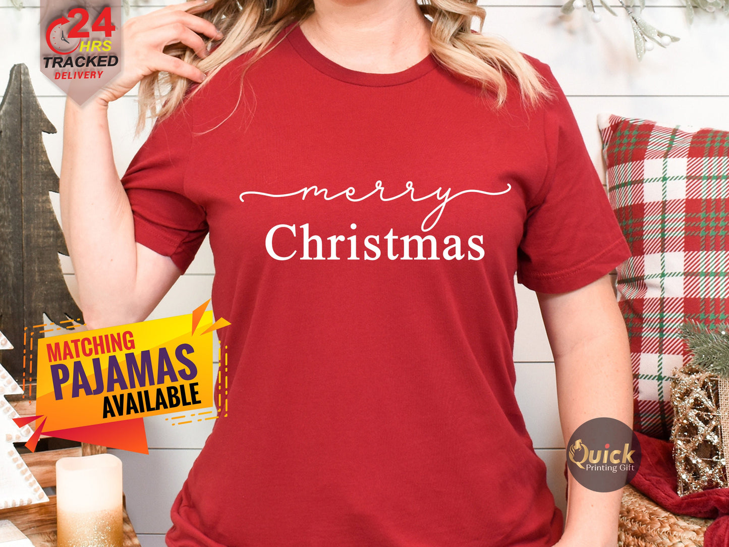 Merry Christmas T-Shirt: Gildan Softstyle Cotton Holiday Tee