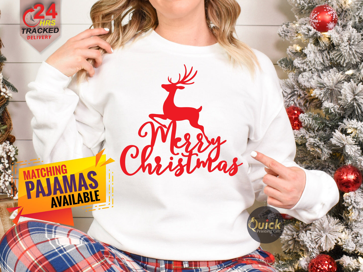 Reindeer Christmas Sweatshirt: Matching Family Holiday Jumper