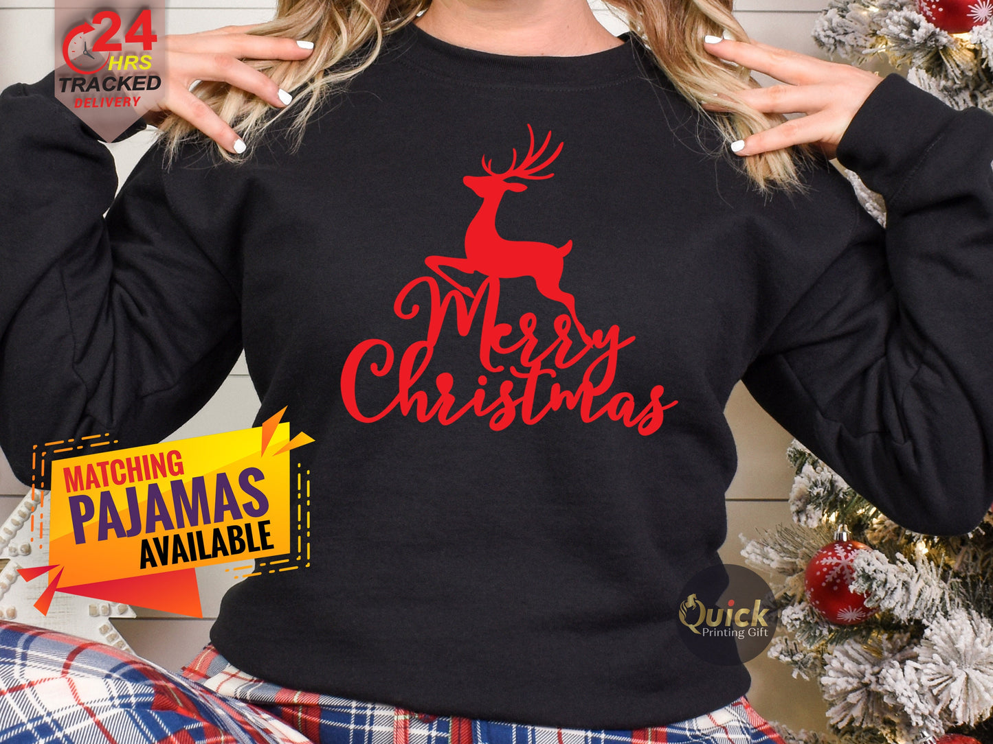 Reindeer Christmas Sweatshirt: Matching Family Holiday Jumper