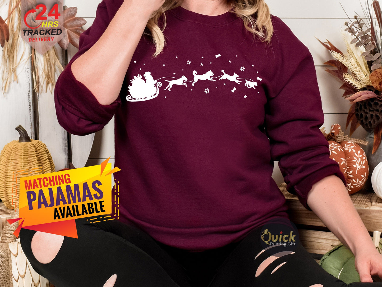 Funny Dog Christmas Sweatshirt: Sleigh Ride, Dog Lover Gift