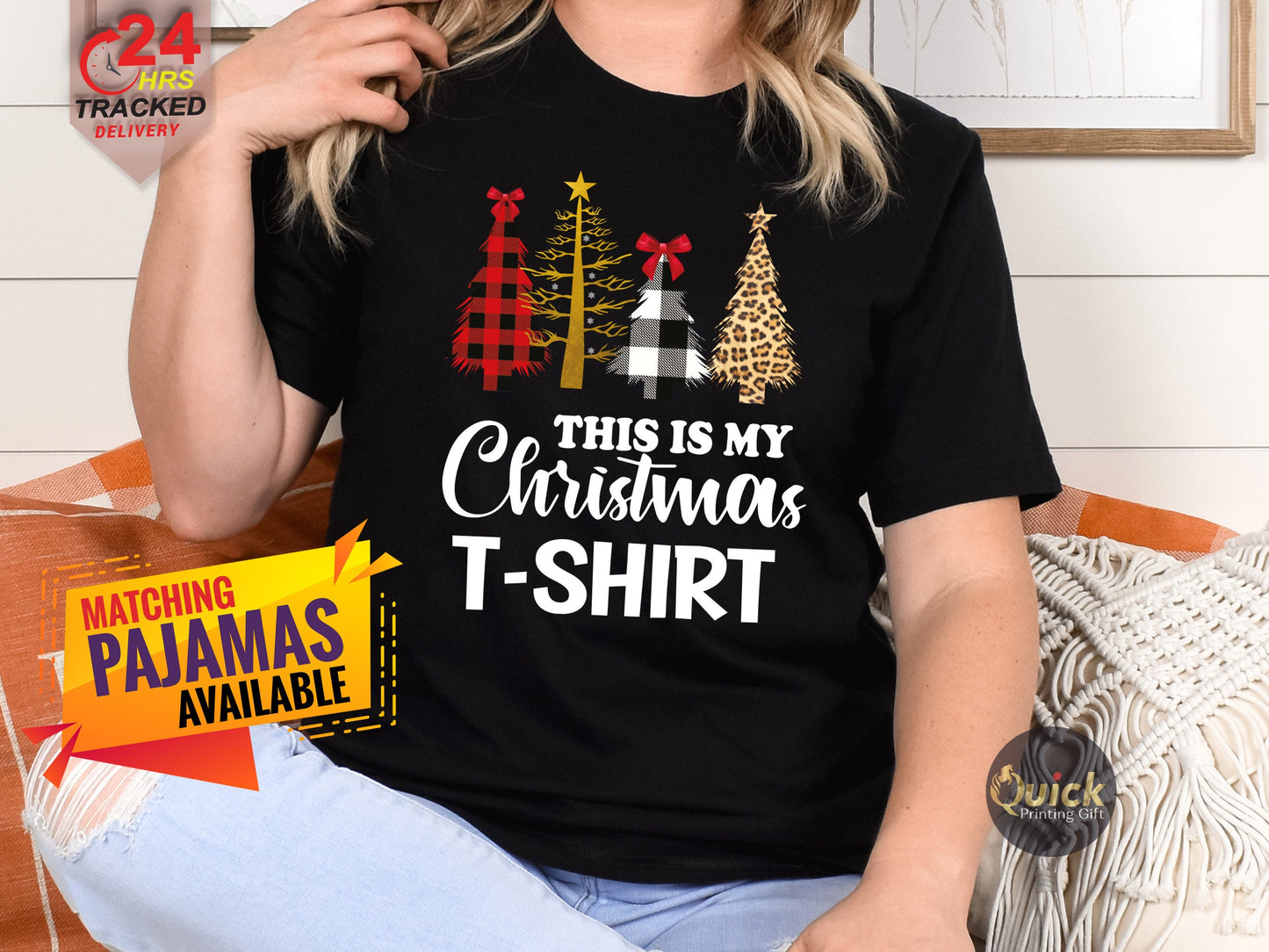 Ladies Christmas Tree Shirt: Holiday Graphic Tee