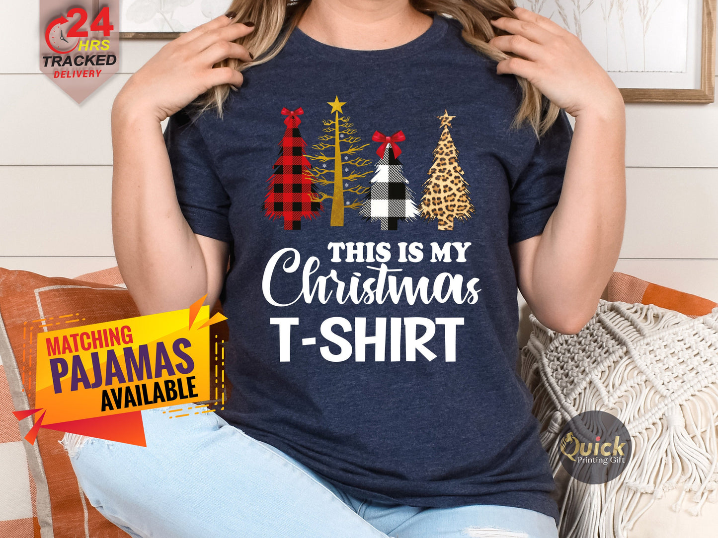 Ladies Christmas Tree Shirt: Holiday Graphic Tee