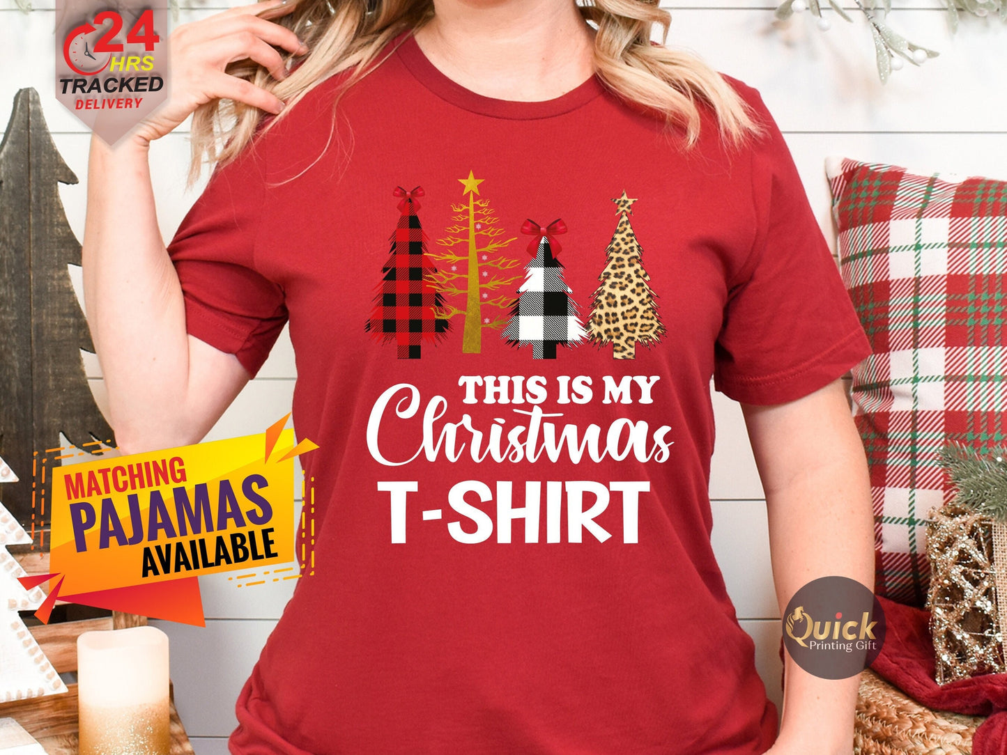 Ladies Christmas Tree Shirt: Holiday Graphic Tee