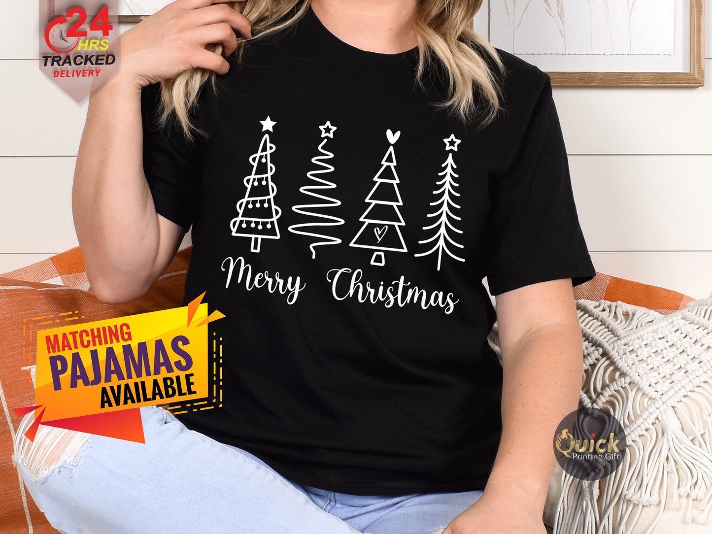Ladies Christmas Tree Shirt, Merry Christmas Tshirt for Women, Christmas Gift Shirt, Christmas Pajamas Women, Christmas Gift for Friend