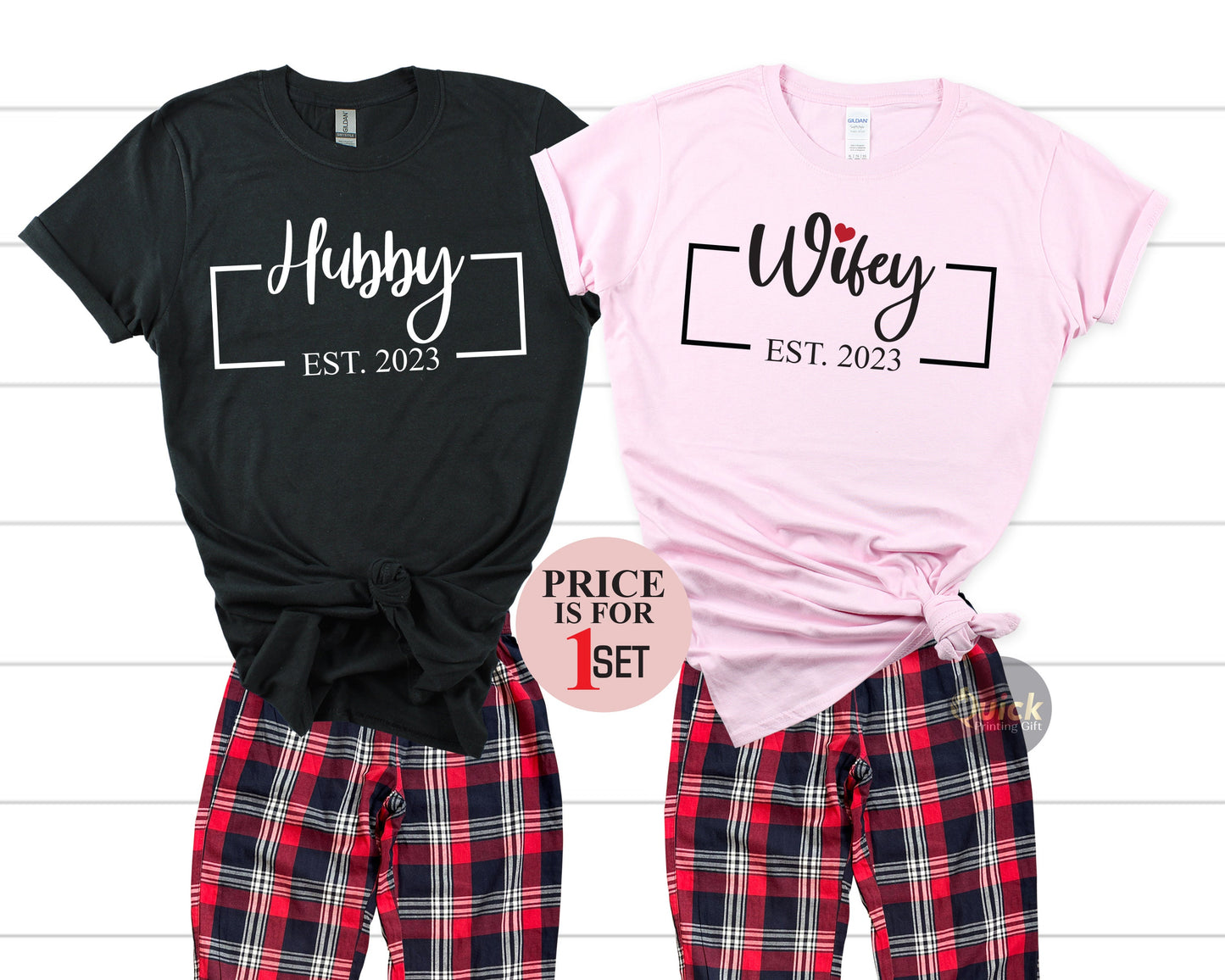 Hubby & Wifey Matching Pyjama Set: Valentine Couple Gift