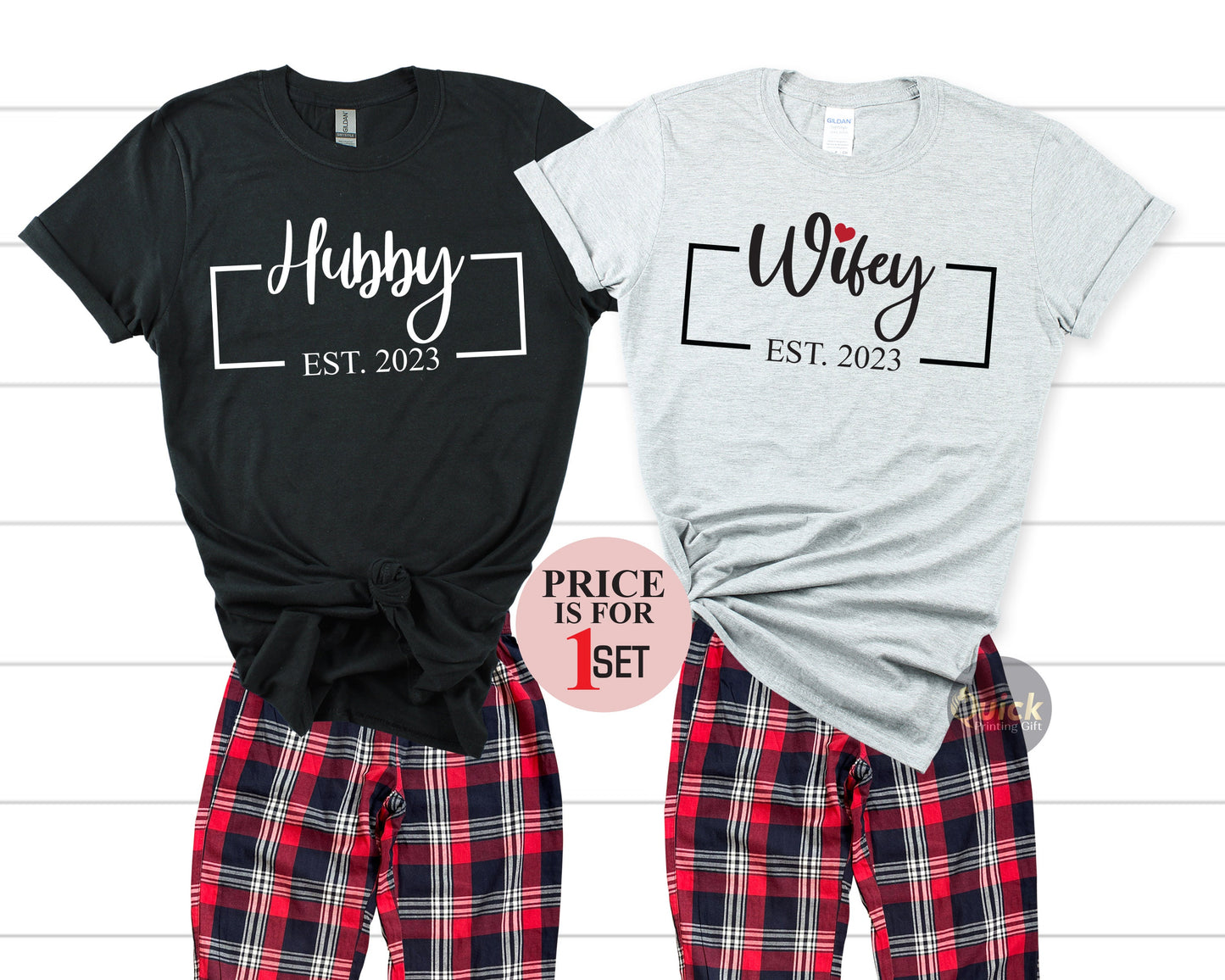 Hubby & Wifey Matching Pyjama Set: Valentine Couple Gift