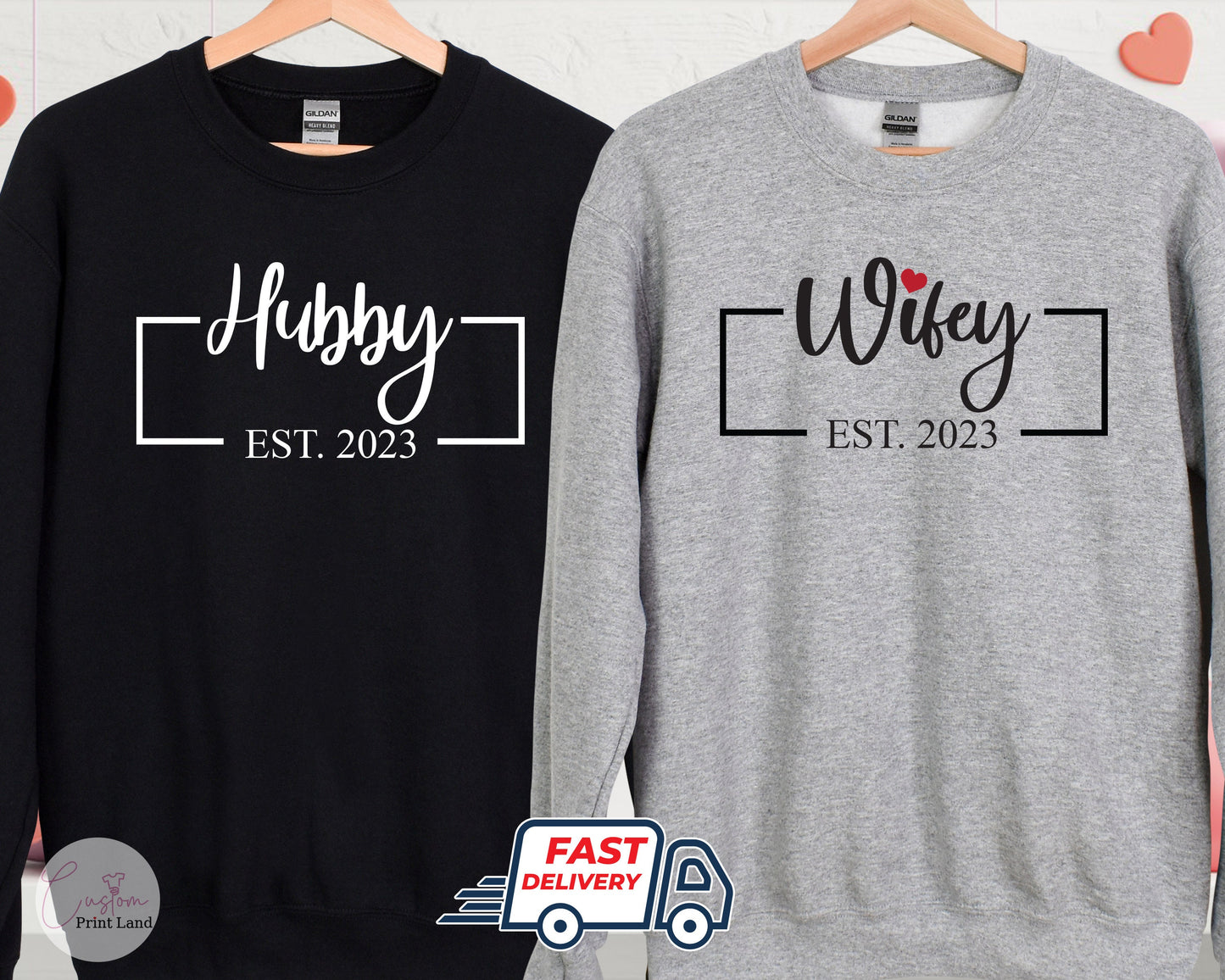 Personalized Hubby Wifey Sweatshirts: Matching Valentine's Day Couple Outfit