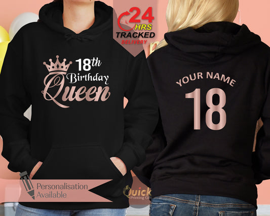 Personalized Birthday Queen Hoodie: Custom Name & Number