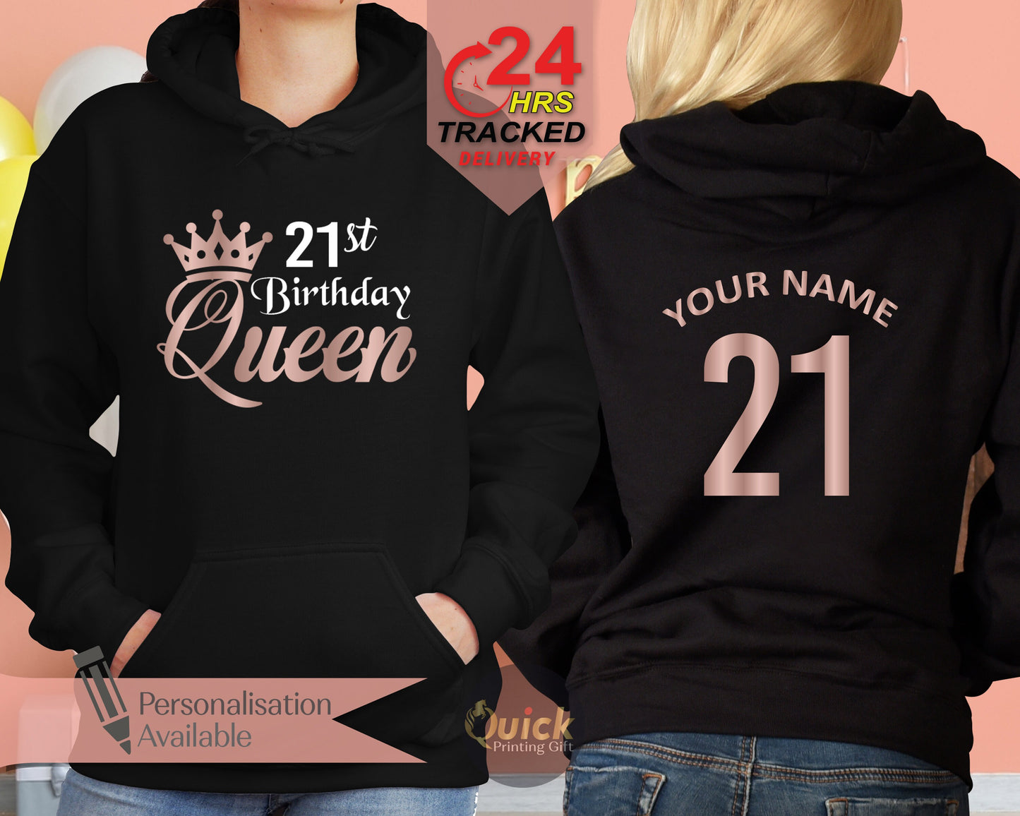 Personalized Birthday Queen Hoodie: Custom Name & Number