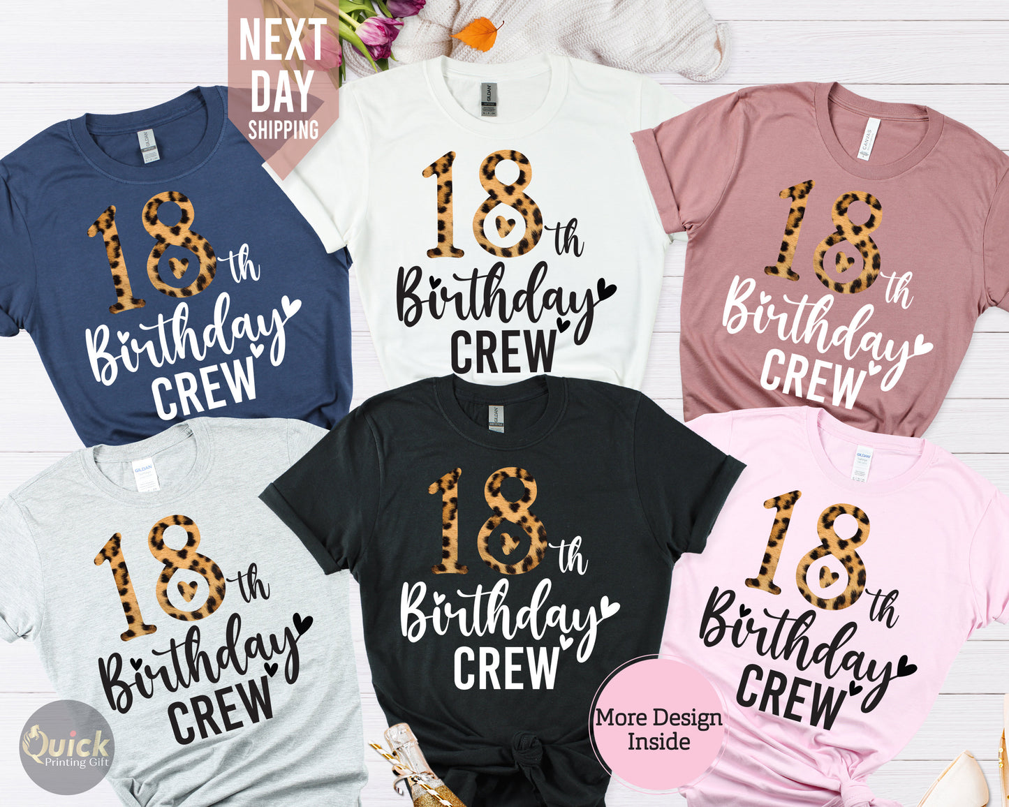 18th Birthday Leopard Print Squad Shirts: Group Party Tees