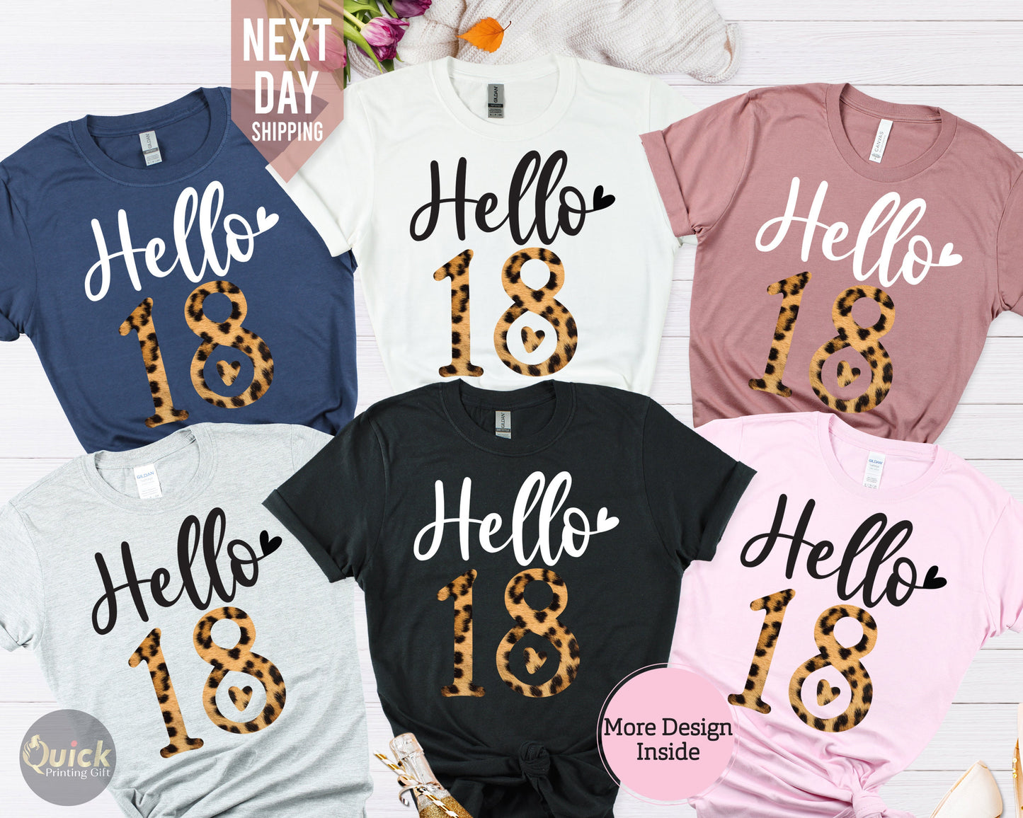 18th Birthday Leopard Print Squad Shirts: Group Party Tees
