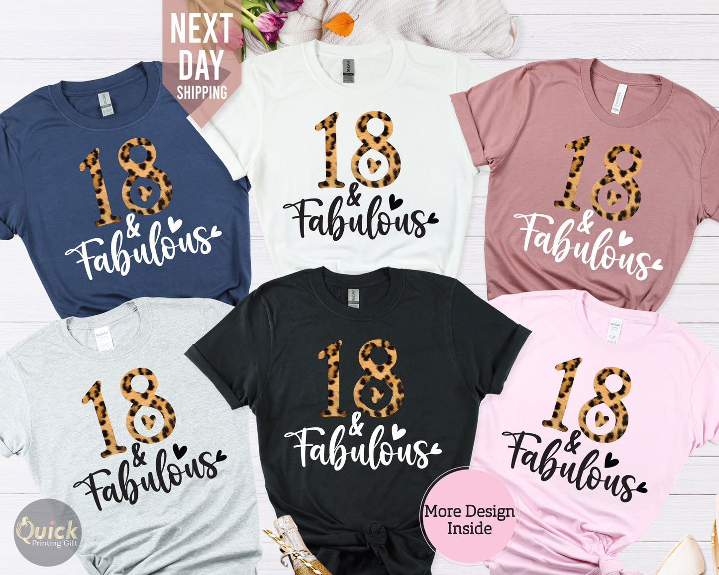 18th Birthday Leopard Print Squad Shirts: Group Party Tees
