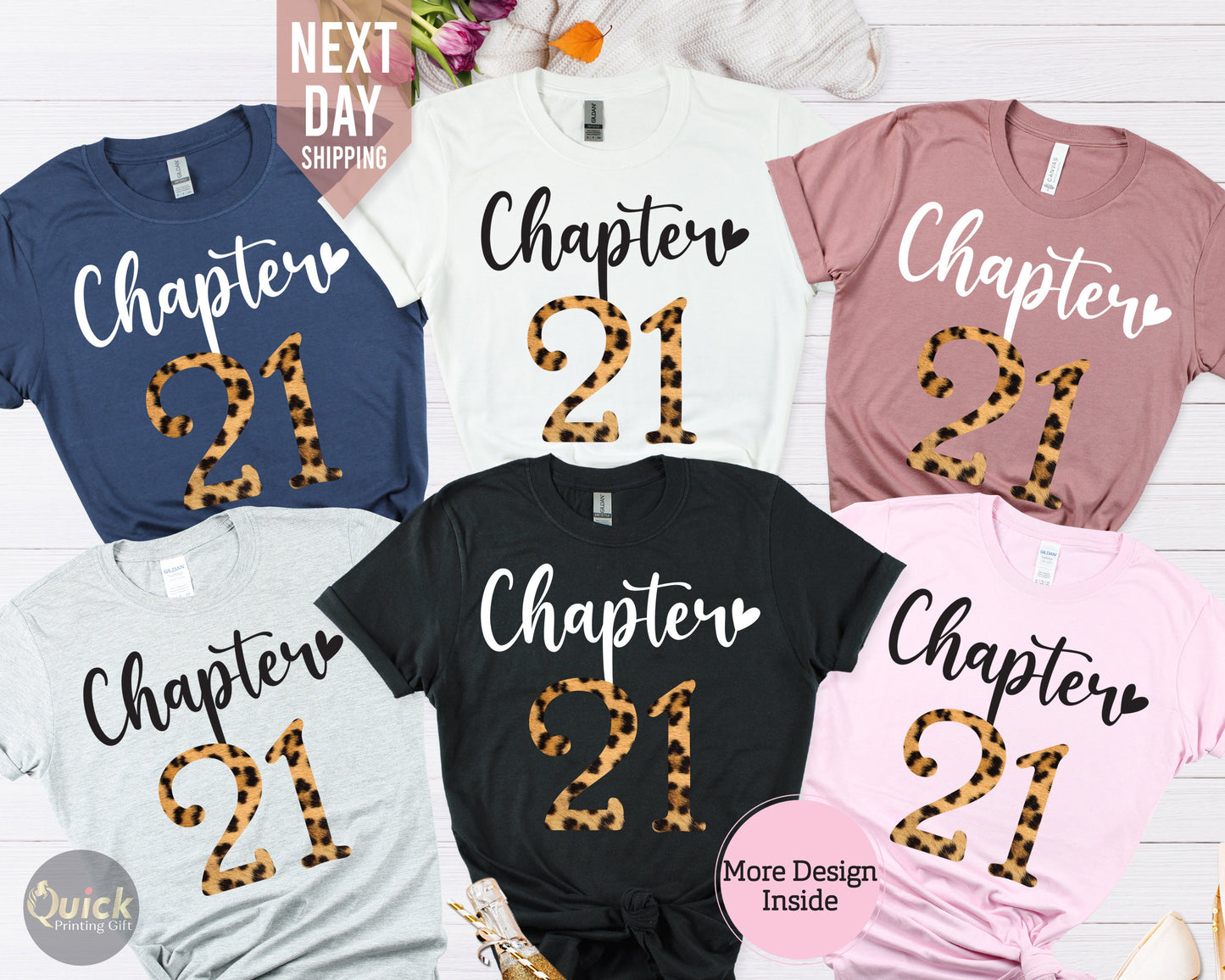 Leopard Print 21st Birthday Shirt: Chapter 21 Crew Tee