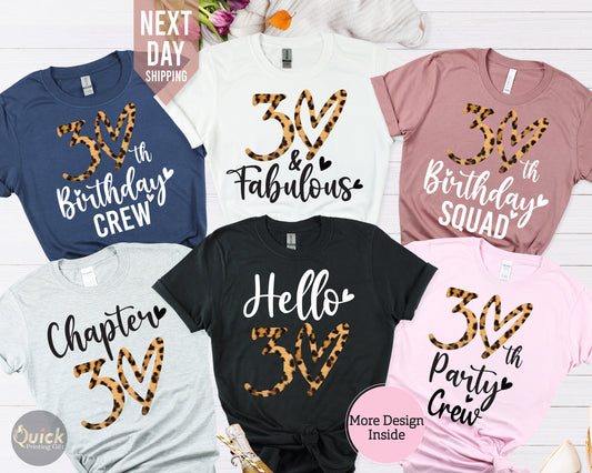 30th Birthday Crew Shirt: Leopard Print Party Tee
