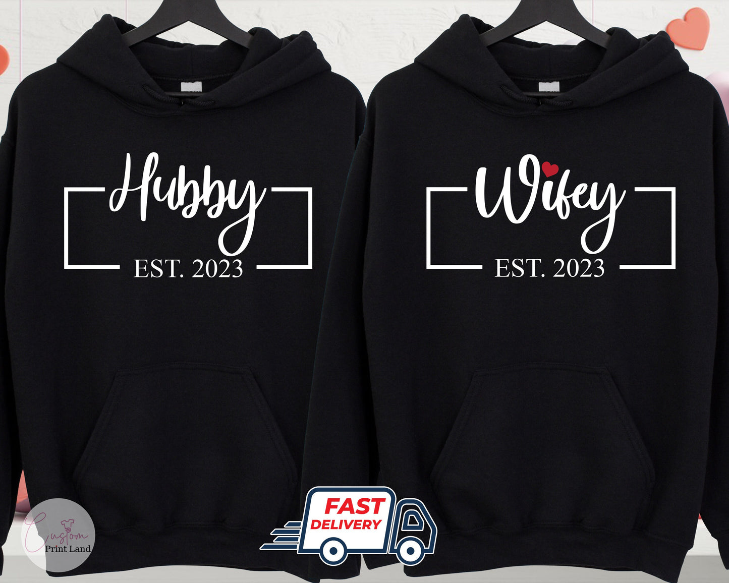 Personalized Hubby Wifey Hoodie Set: Matching Couple Gift