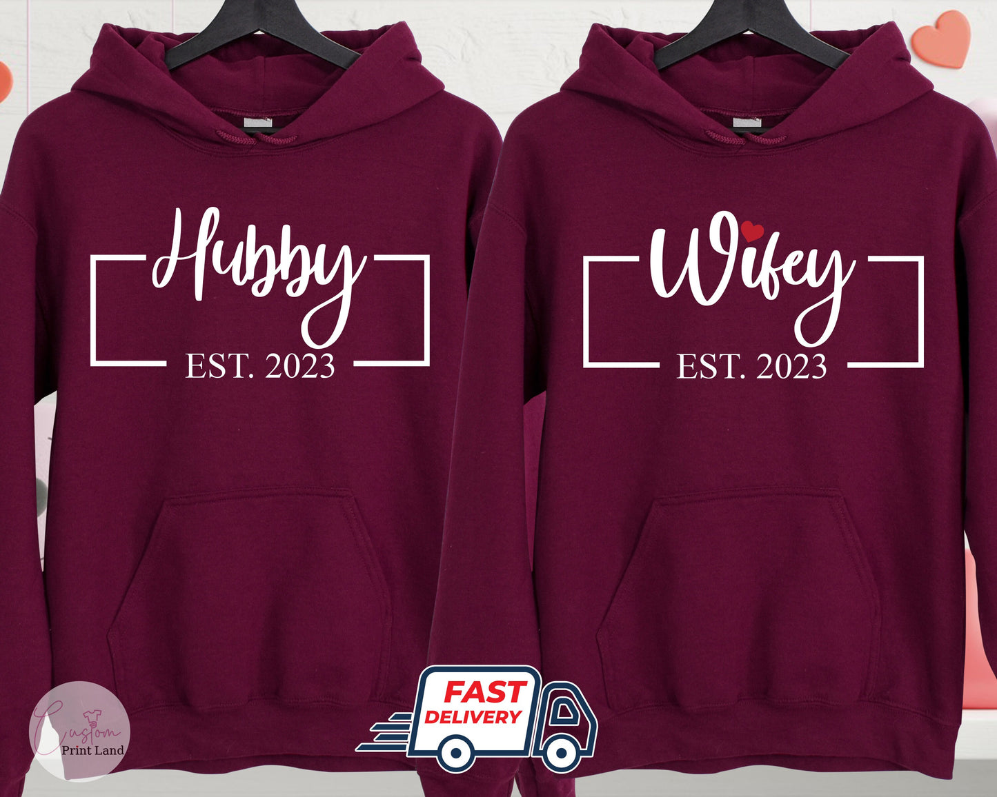 Personalized Hubby Wifey Hoodie Set: Matching Couple Gift