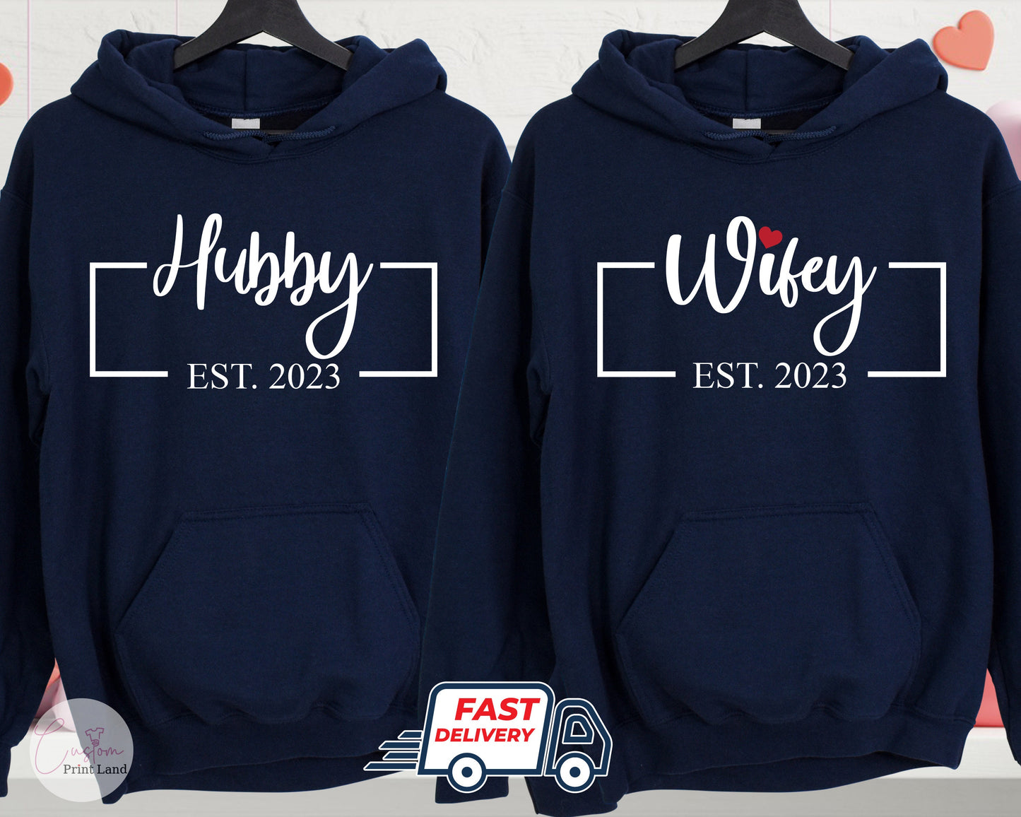 Personalized Hubby Wifey Hoodie Set: Matching Couple Gift