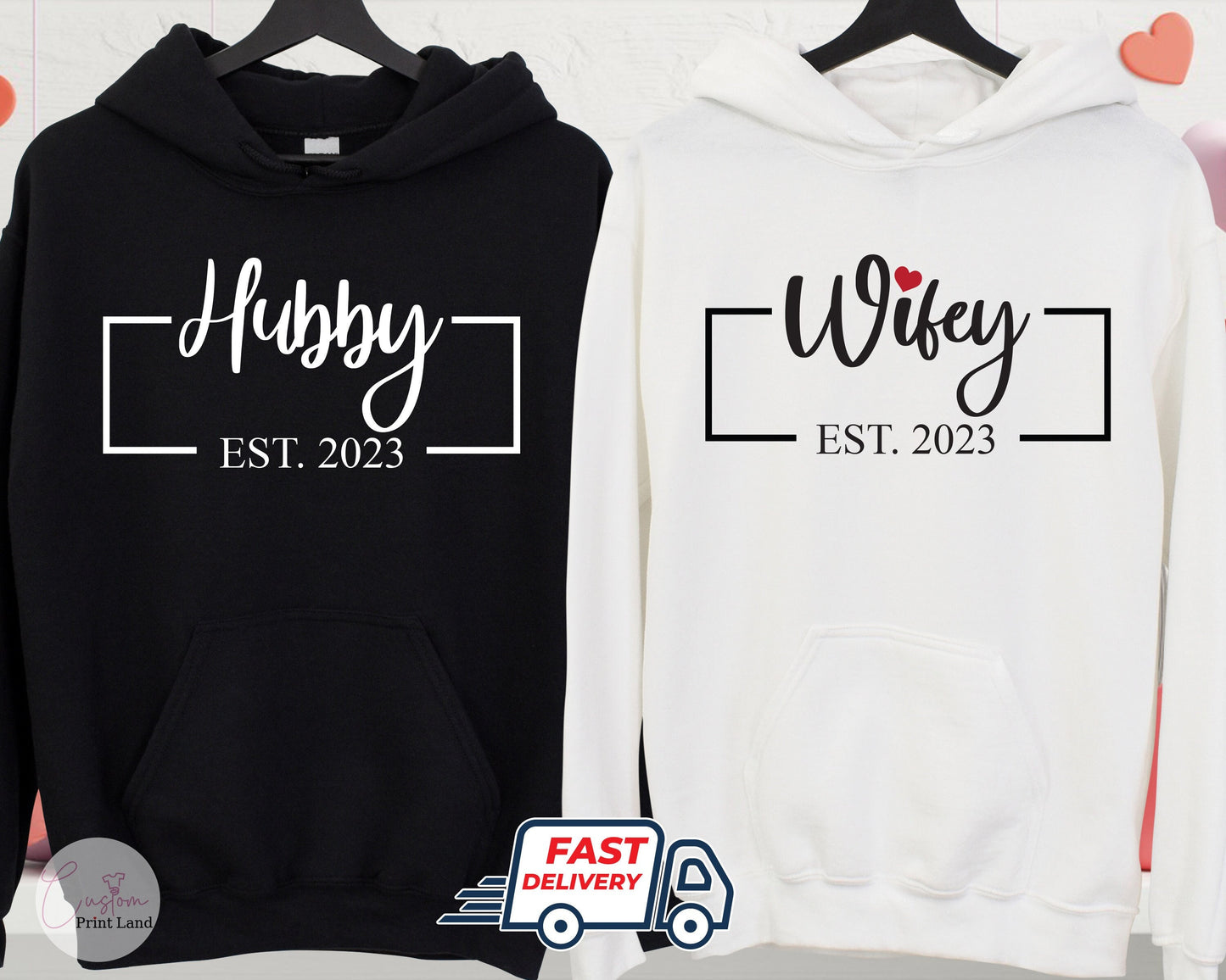 Personalized Hubby Wifey Hoodie Set: Matching Couple Gift