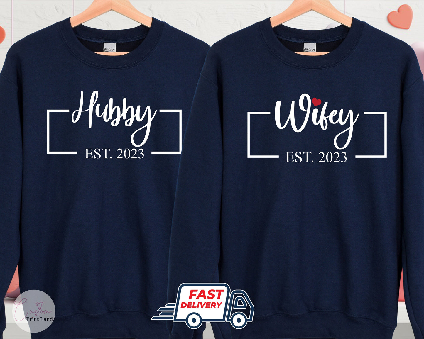Personalized Hubby Wifey Sweatshirts: Matching Valentine's Day Couple Outfit