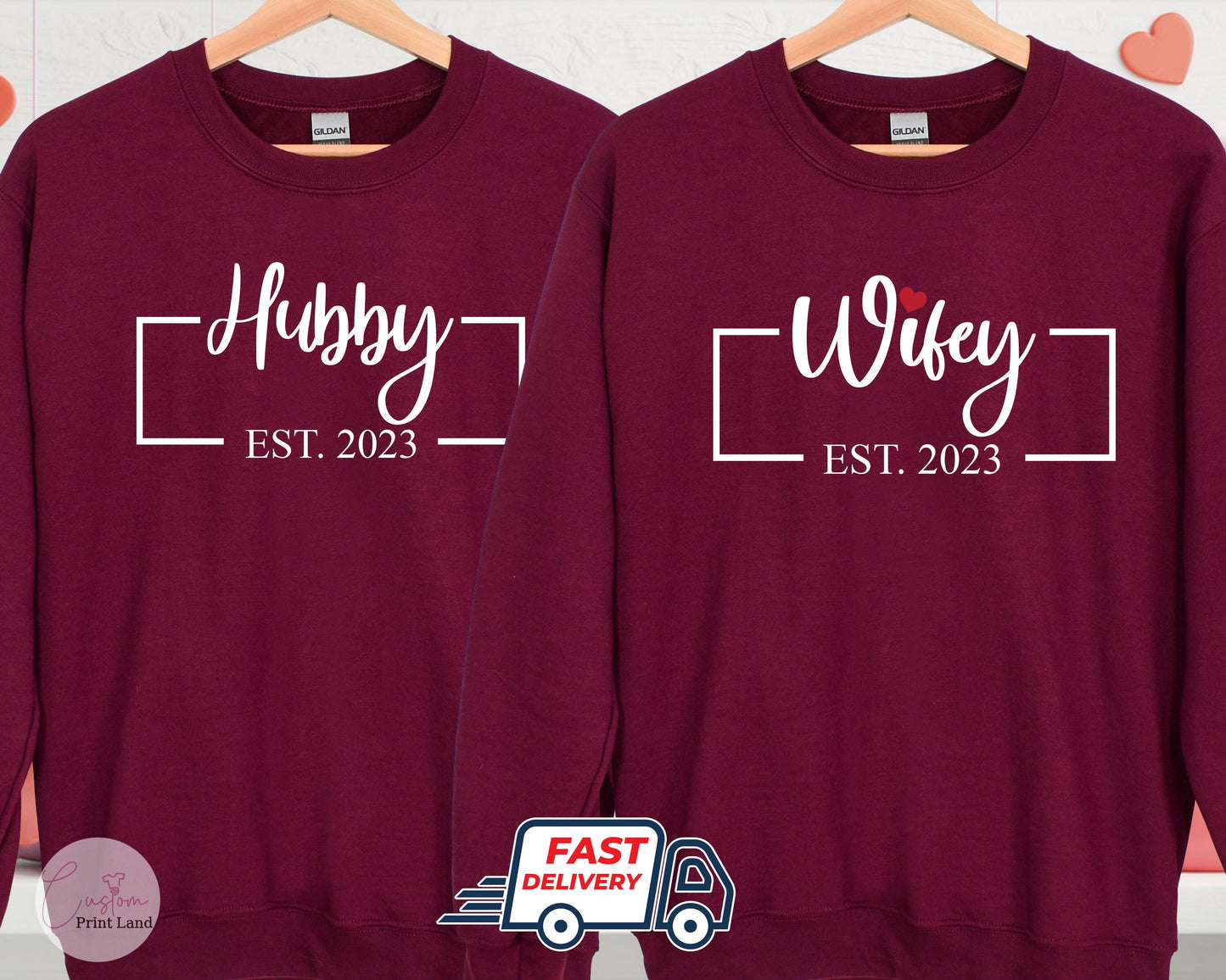 Personalized Hubby Wifey Sweatshirts: Matching Valentine's Day Couple Outfit
