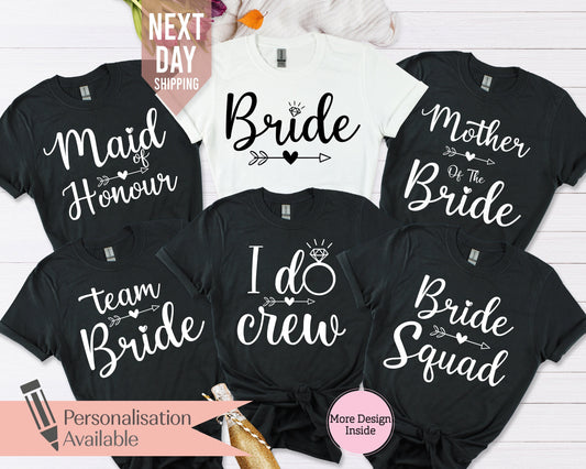 Bridal Party Shirts, Hen Party Wedding Party Tshirt, Bride Gift Team Bride Shirt, Bachelorette Party Shirts, Personalised Hen Party TShirts