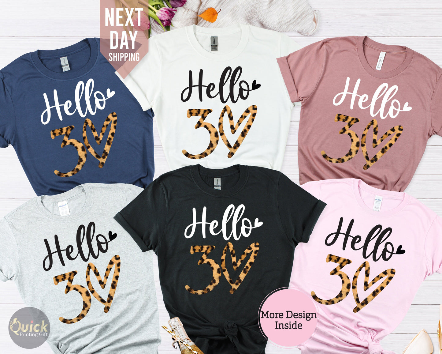 30th Birthday Crew Shirt: Leopard Print Party Tee