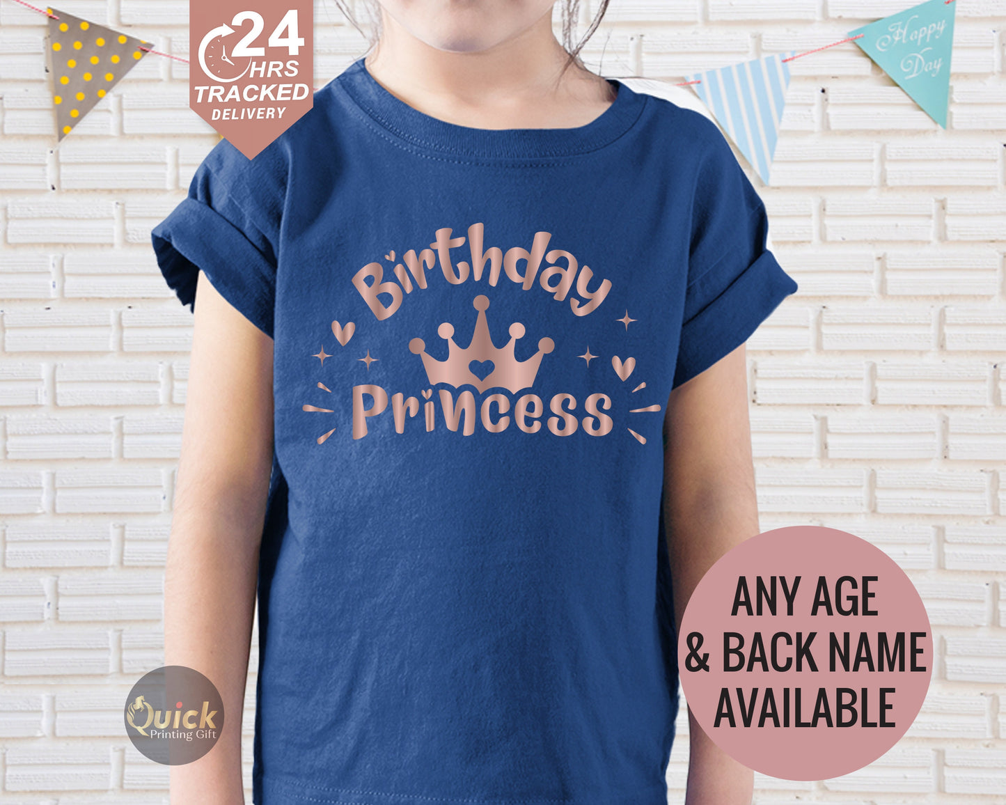 Personalized Birthday T-Shirt: Custom Name & Age, Princess Party Outfit