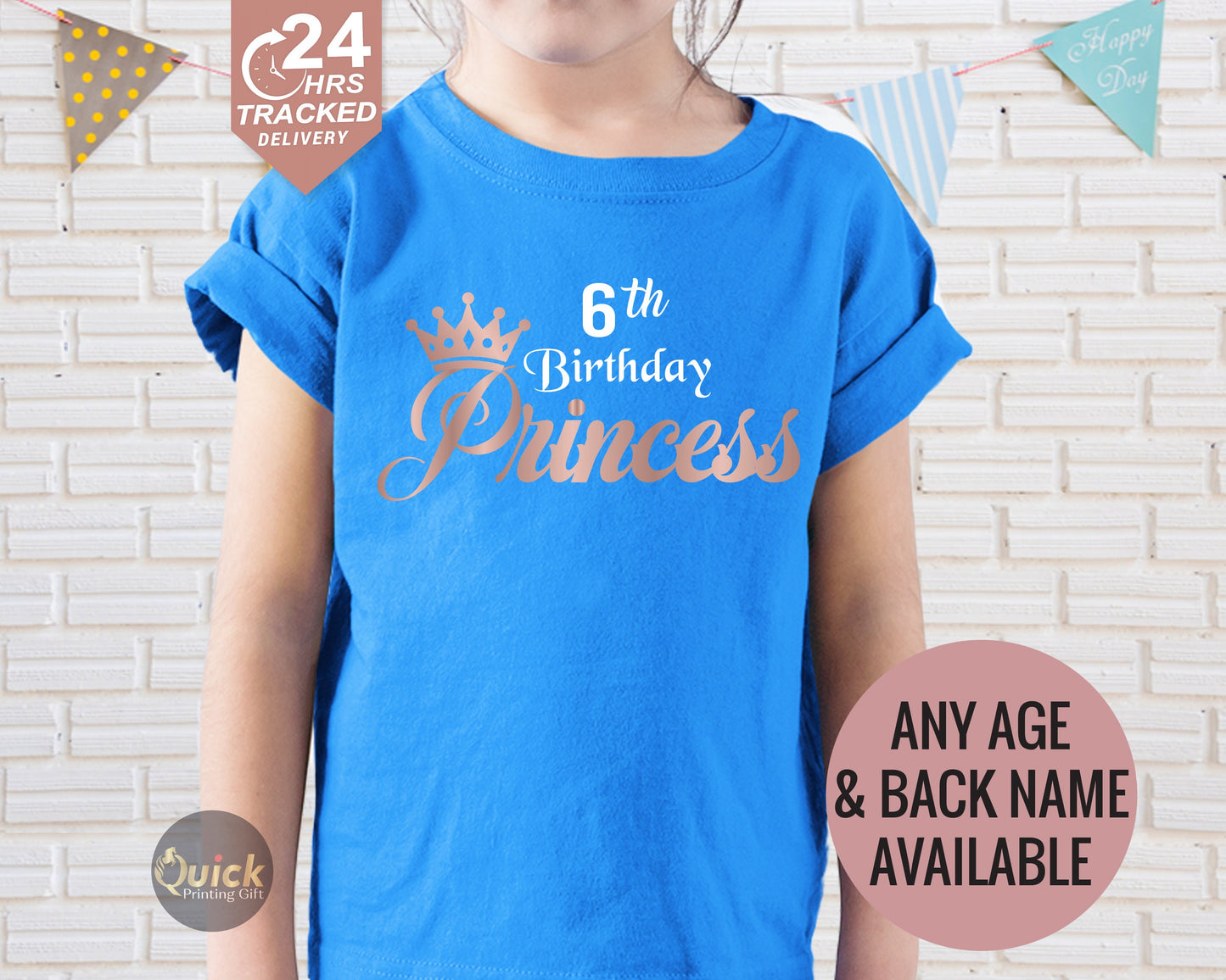 Personalized 6th Birthday Shirt: Rose Gold Princess Outfit
