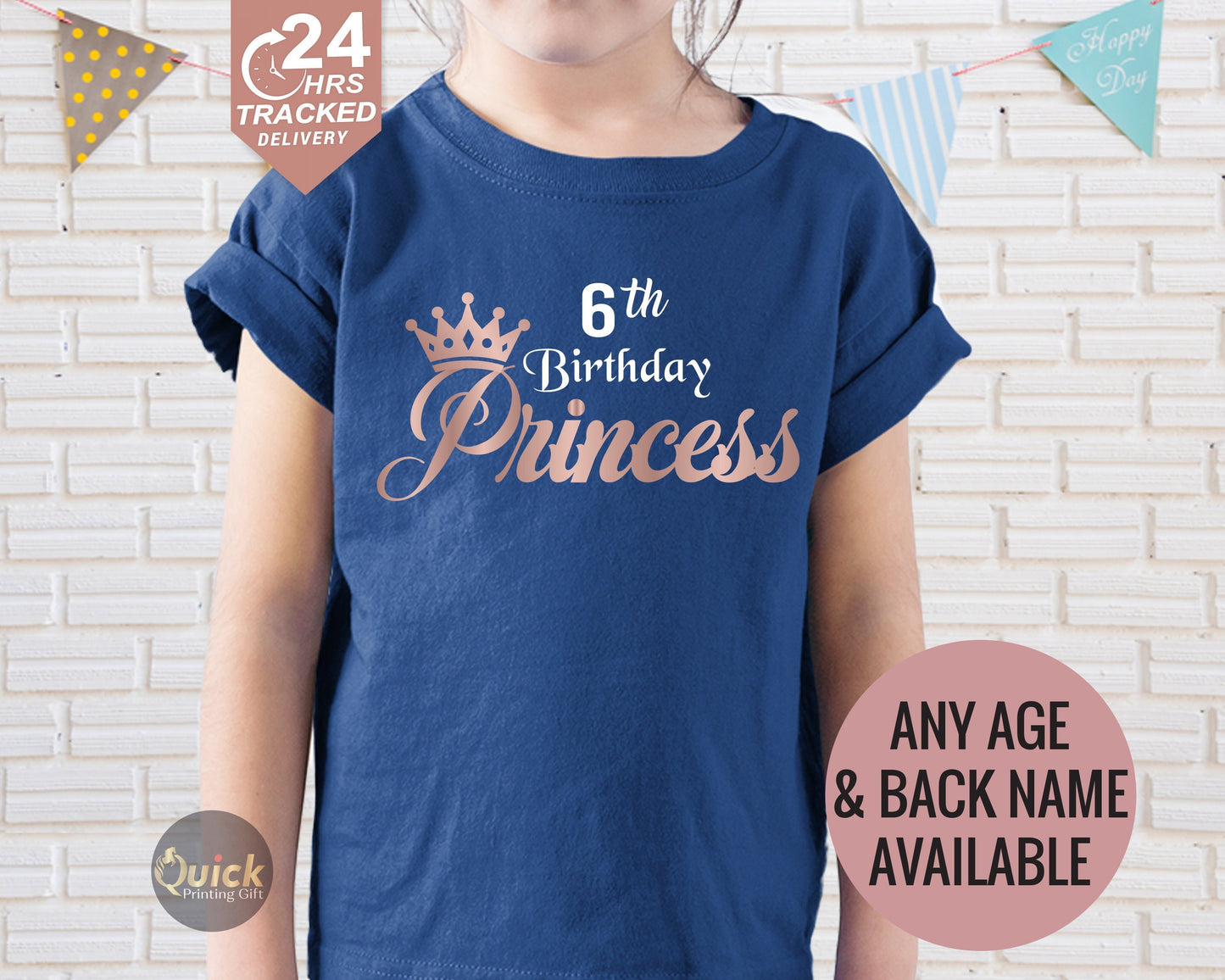 Personalized 6th Birthday Shirt: Rose Gold Princess Outfit