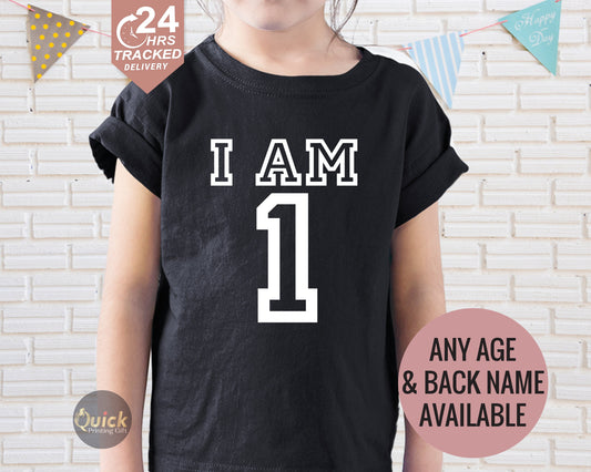 Personalized Birthday T-shirt: "I am 1" Cotton Tee