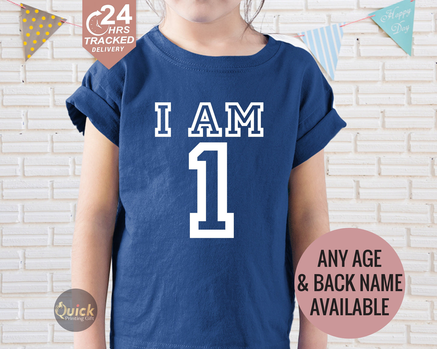Personalized Birthday T-shirt: "I am 1" Cotton Tee