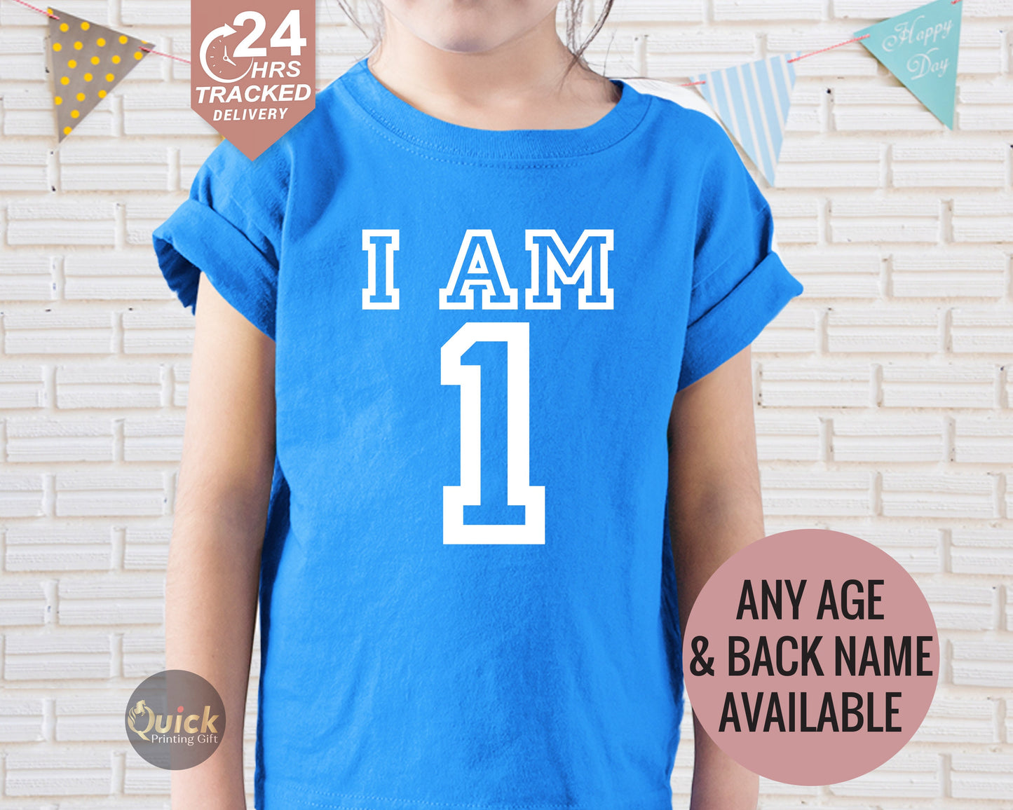 Personalized Birthday T-shirt: "I am 1" Cotton Tee