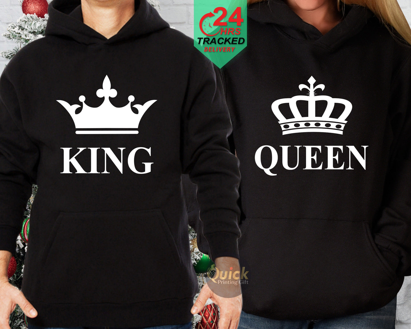 King Queen Matching Hoodies: Valentine's Day Couple Sweatshirts