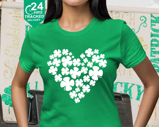 Lucky Shamrock Heart St Patricks Day T-Shirt