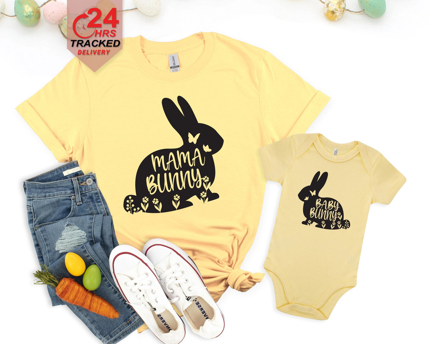 Personalised Easter Children T-Shirt, Mama Bunny Baby bunny Tshirt, Children Tshirt Bunny Tshirt, Easter present Gift,  Easter Top T-shirt