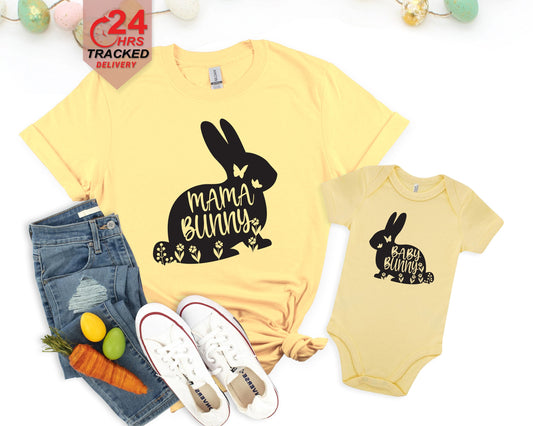 Personalised Easter Children T-Shirt, Mama Bunny Baby bunny Tshirt, Children Tshirt Bunny Tshirt, Easter present Gift,  Easter Top T-shirt