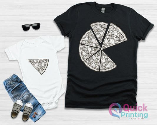 Pizza Slice T-Shirt Set: Matching Father & Baby Bodysuit